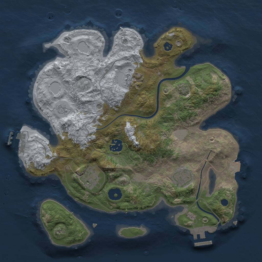 Rust Map: Procedural Map, Size: 3000, Seed: 21892, 10 Monuments