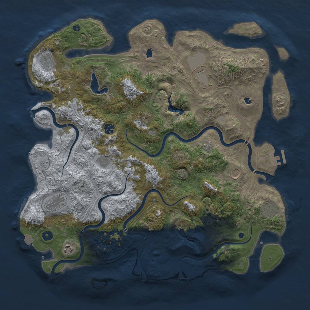 Rust Map: Procedural Map, Size: 4500, Seed: 751759657, 15 Monuments