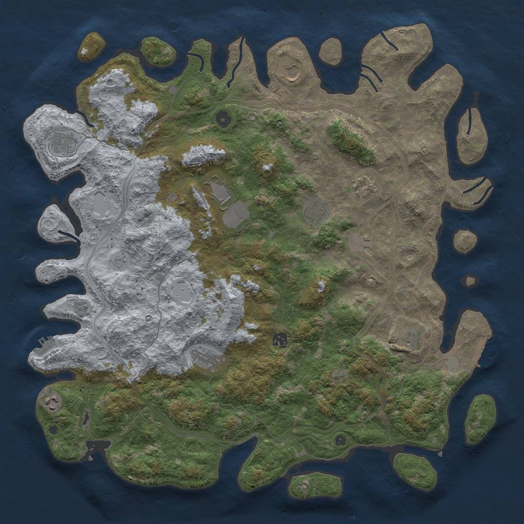 Rust Map: Procedural Map, Size: 4995, Seed: 123456, 18 Monuments