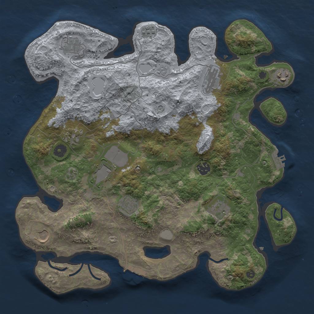 Rust Map: Procedural Map, Size: 3700, Seed: 916522947, 17 Monuments