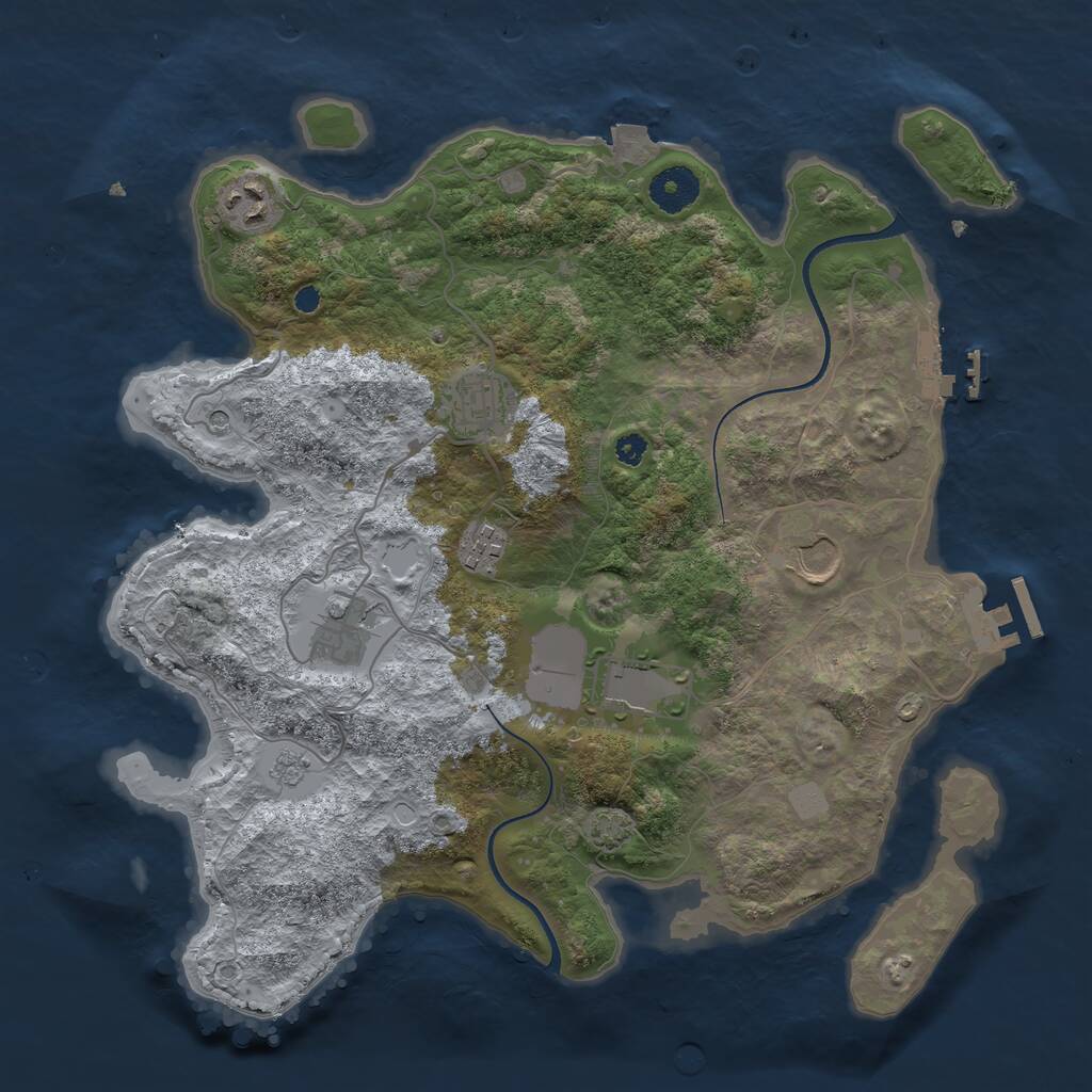Rust Map: Procedural Map, Size: 3500, Seed: 899647, 12 Monuments