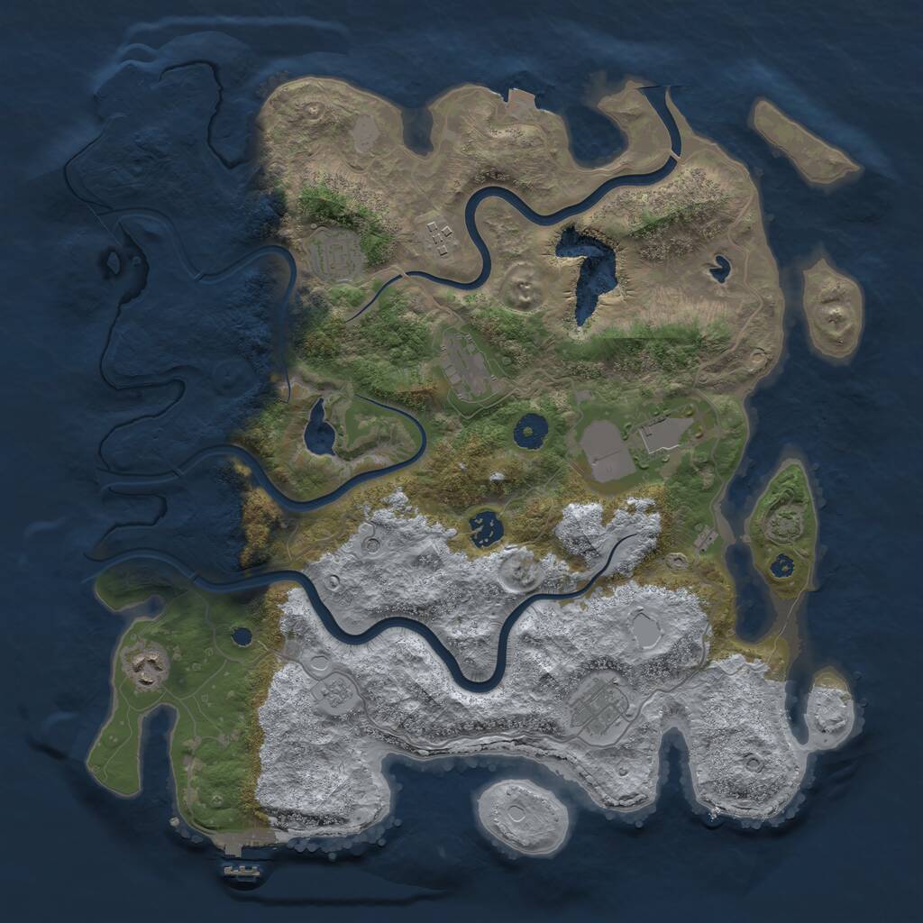 Rust Map: Procedural Map, Size: 4000, Seed: 1561809427, 13 Monuments