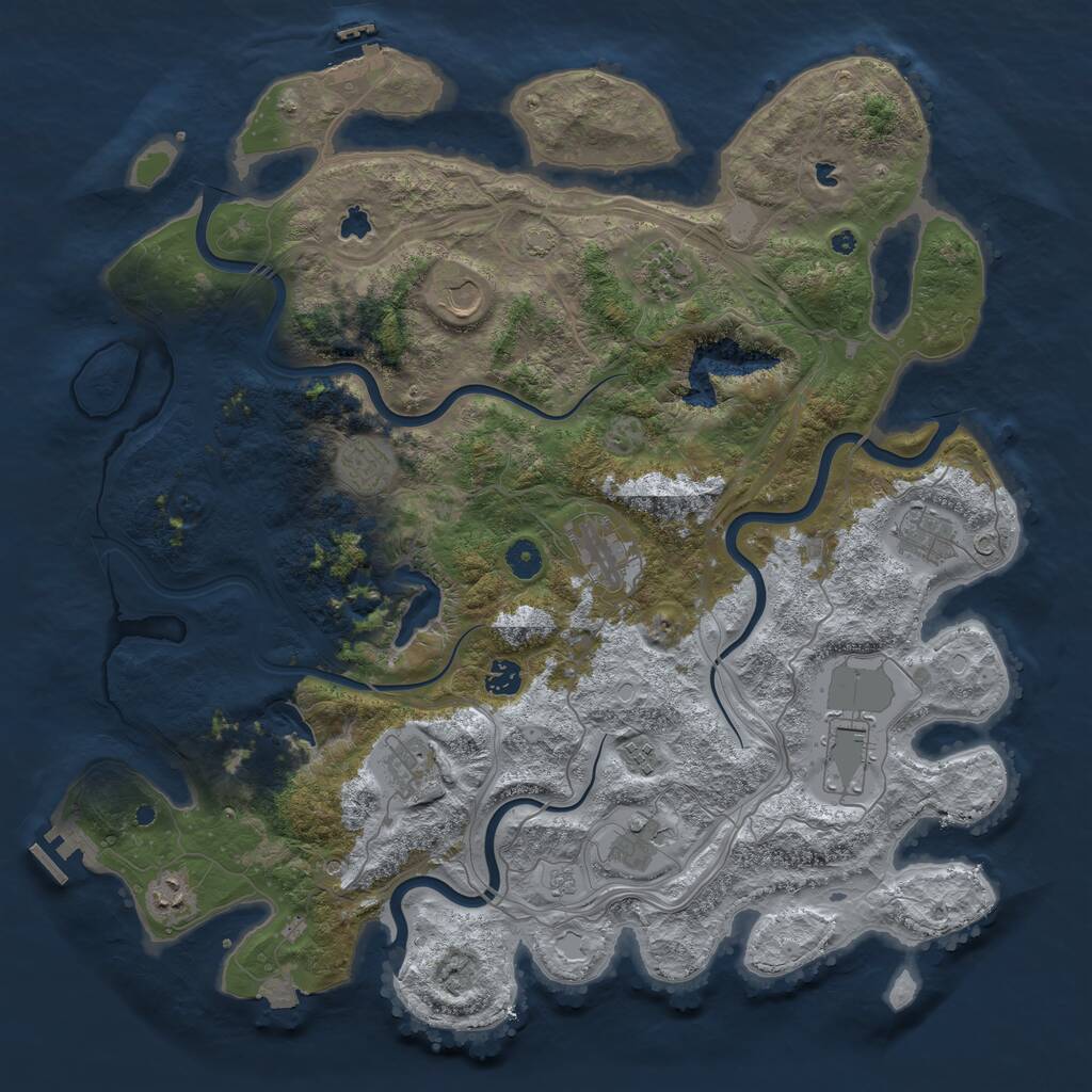 Rust Map: Procedural Map, Size: 4500, Seed: 1181891775, 17 Monuments