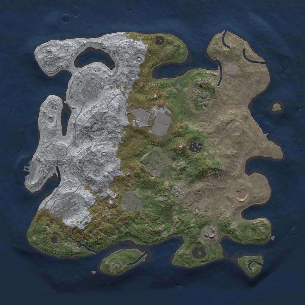 Rust Map: Procedural Map, Size: 3500, Seed: 1995532177, 17 Monuments