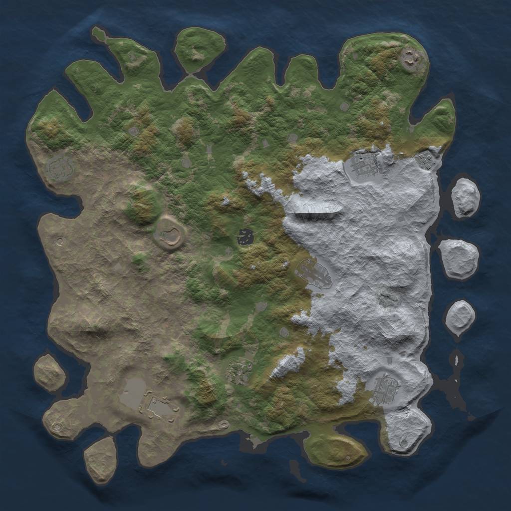 Rust Map: Barren, Size: 4500, Seed: 871193356, 13 Monuments