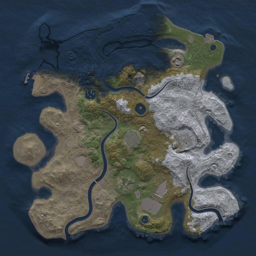 Rust Map: Procedural Map, Size: 3500, Seed: 1673588204, 13 Monuments