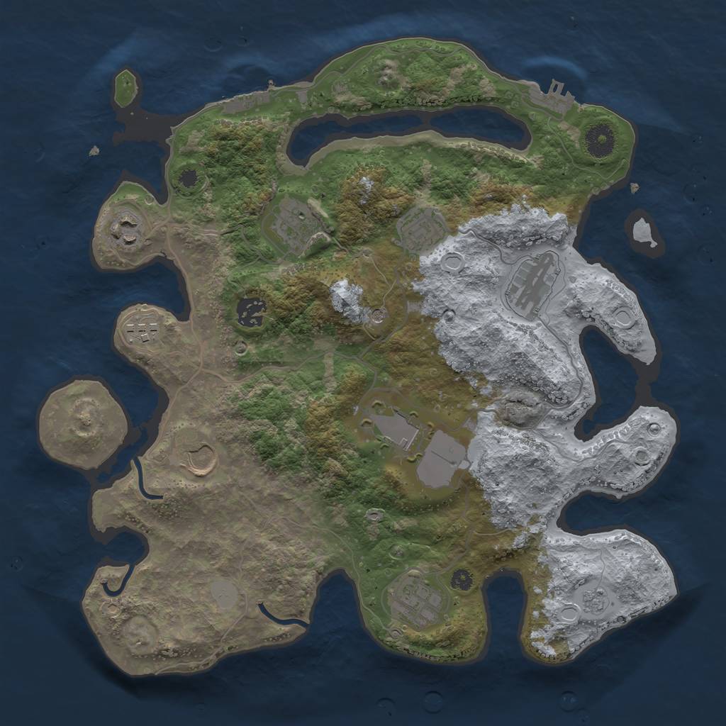 Rust Map: Procedural Map, Size: 3500, Seed: 1673588204, 16 Monuments