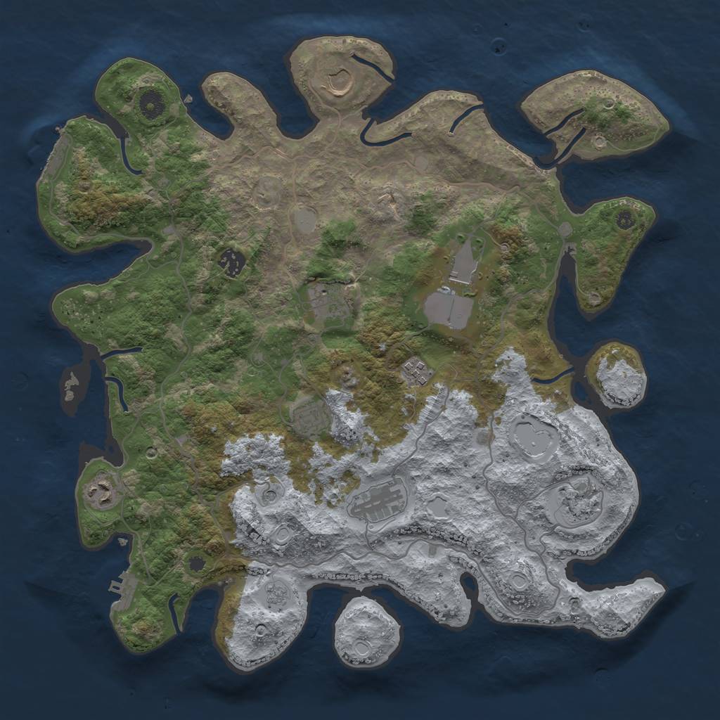 Rust Map: Procedural Map, Size: 4000, Seed: 2032023, 16 Monuments
