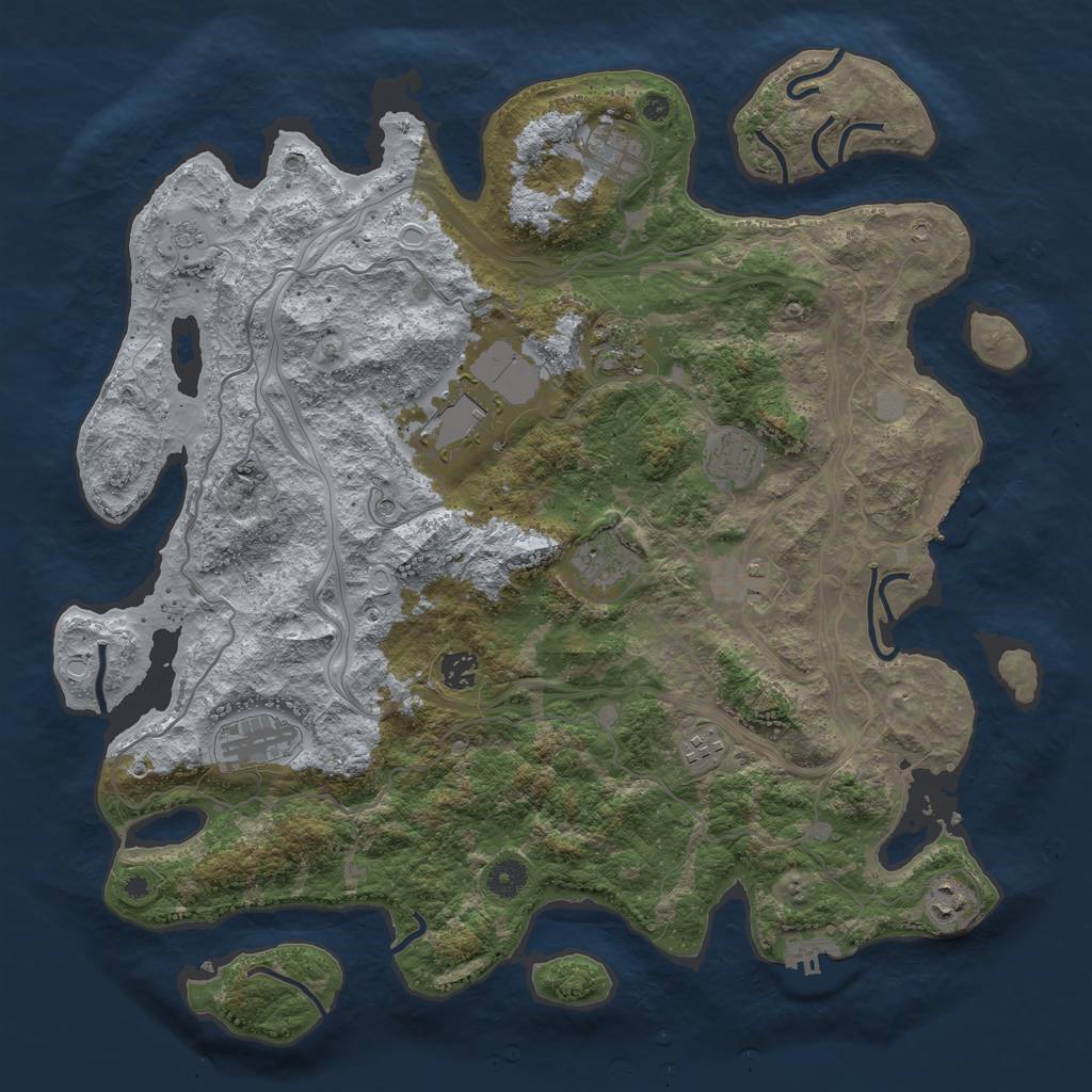 Rust Map: Procedural Map, Size: 4250, Seed: 628283386, 17 Monuments