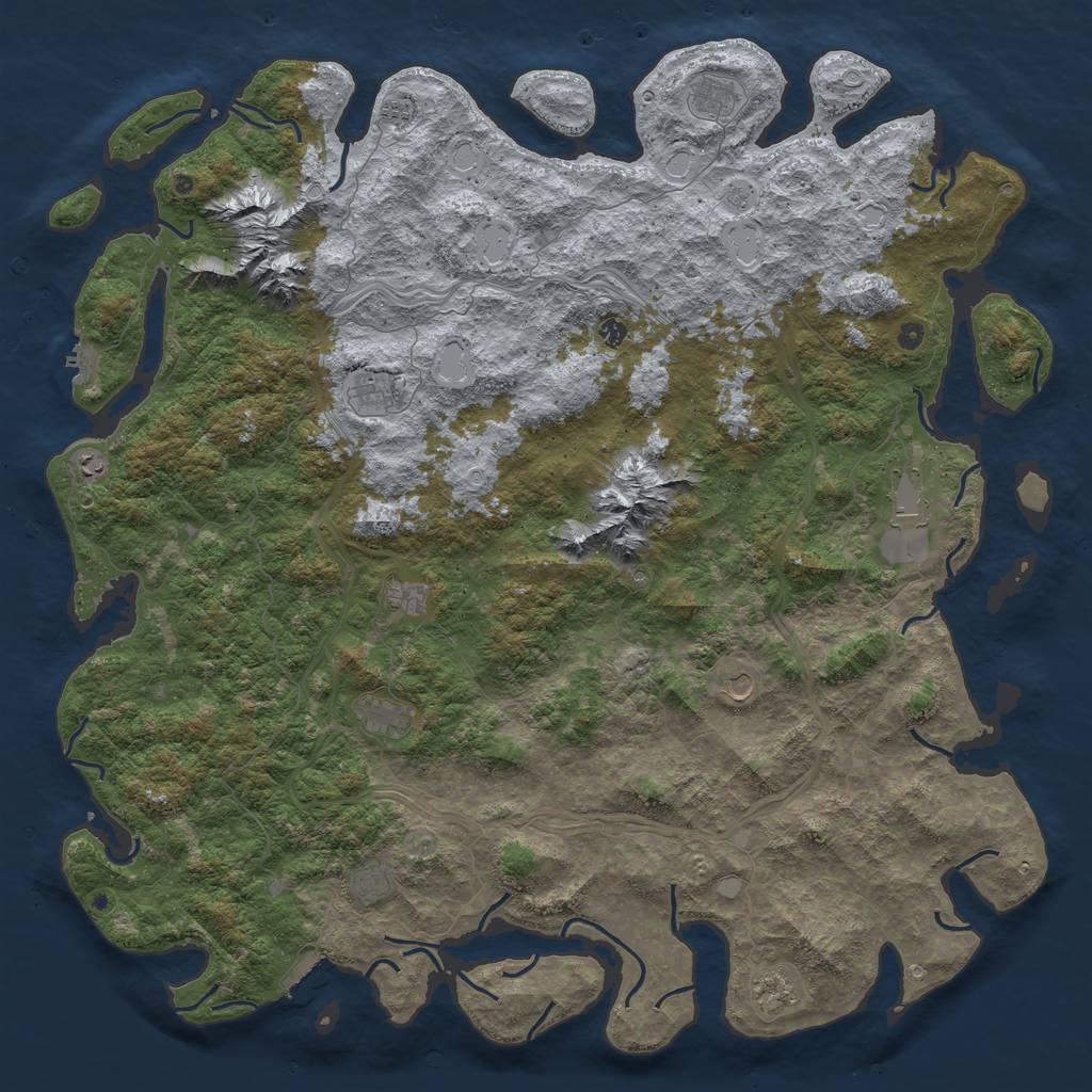 Rust Map: Procedural Map, Size: 6000, Seed: 3032010, 18 Monuments