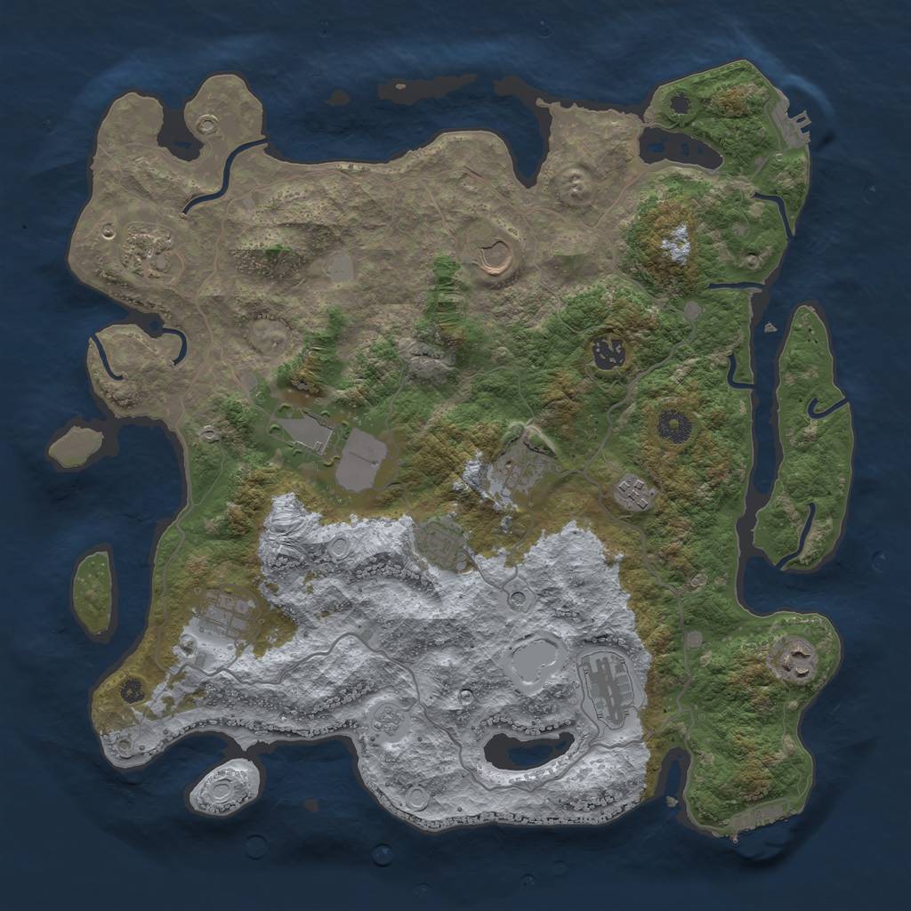 Rust Map: Procedural Map, Size: 4000, Seed: 1108027701, 17 Monuments