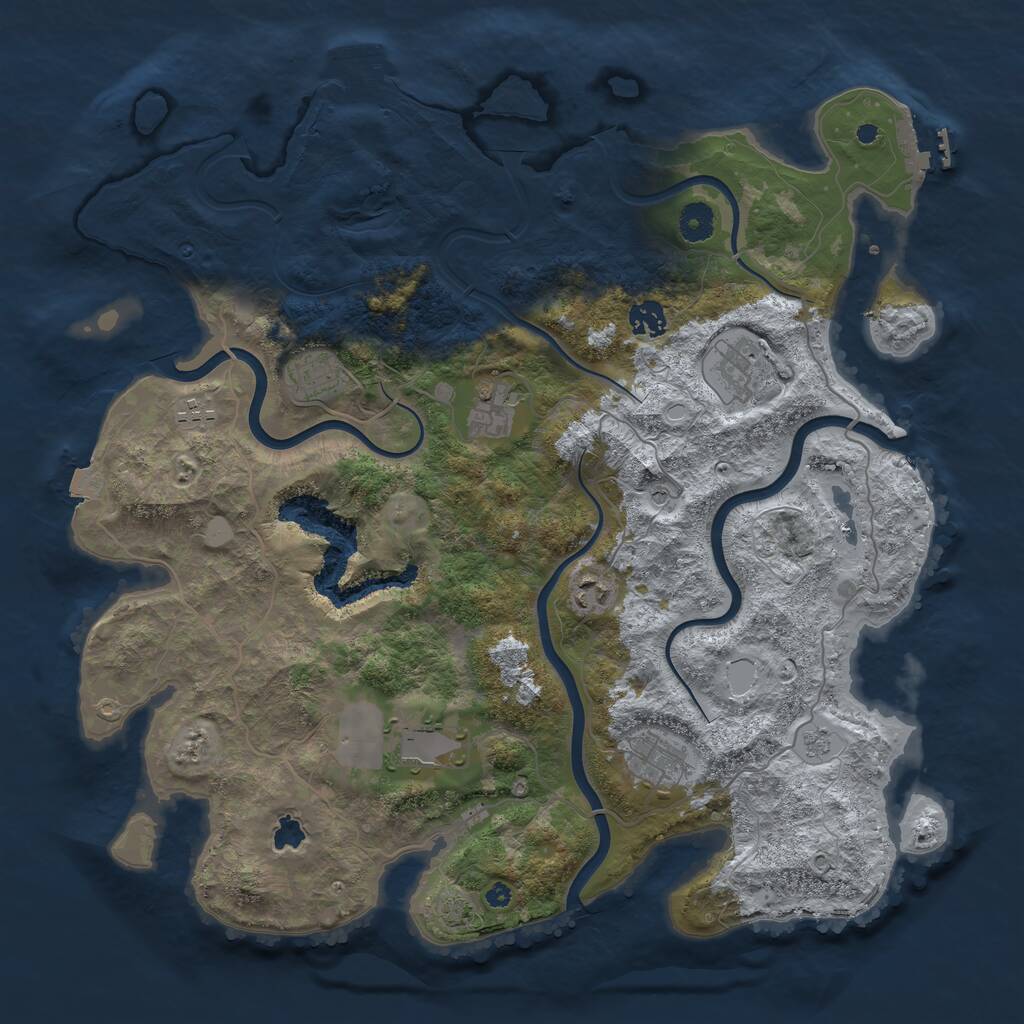Rust Map: Procedural Map, Size: 4096, Seed: 249813929, 14 Monuments