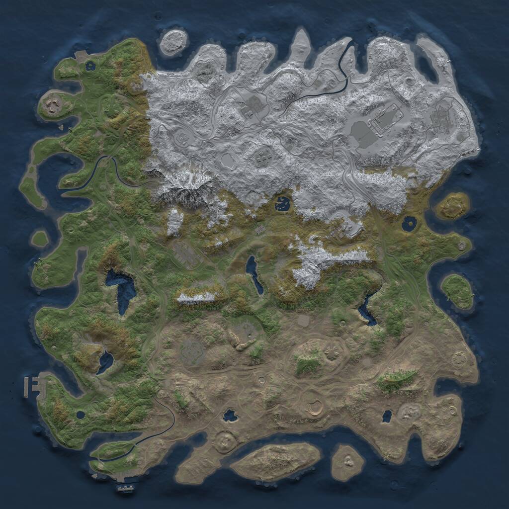Rust Map: Procedural Map, Size: 5000, Seed: 28233, 17 Monuments