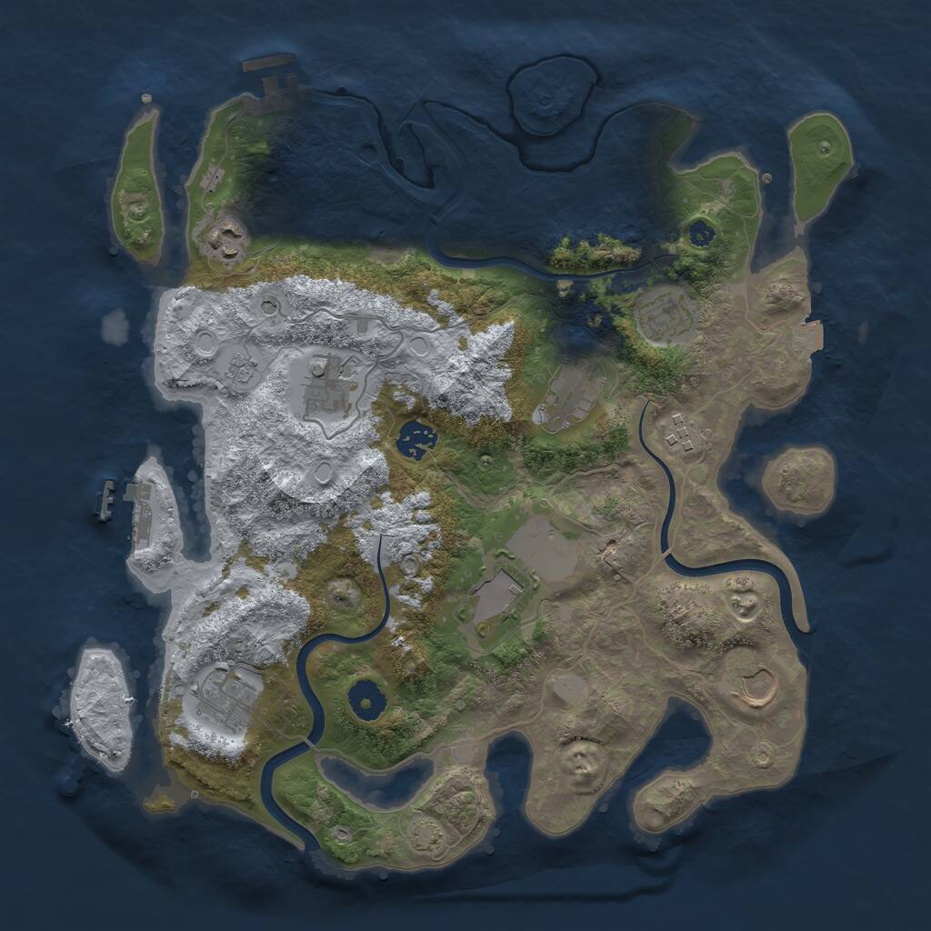 Rust Map: Procedural Map, Size: 3650, Seed: 113089015, 15 Monuments