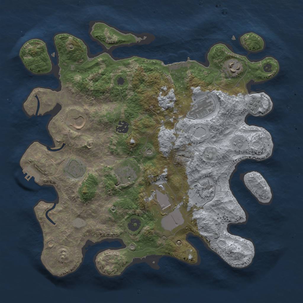 Rust Map: Procedural Map, Size: 3500, Seed: 1236535347, 16 Monuments