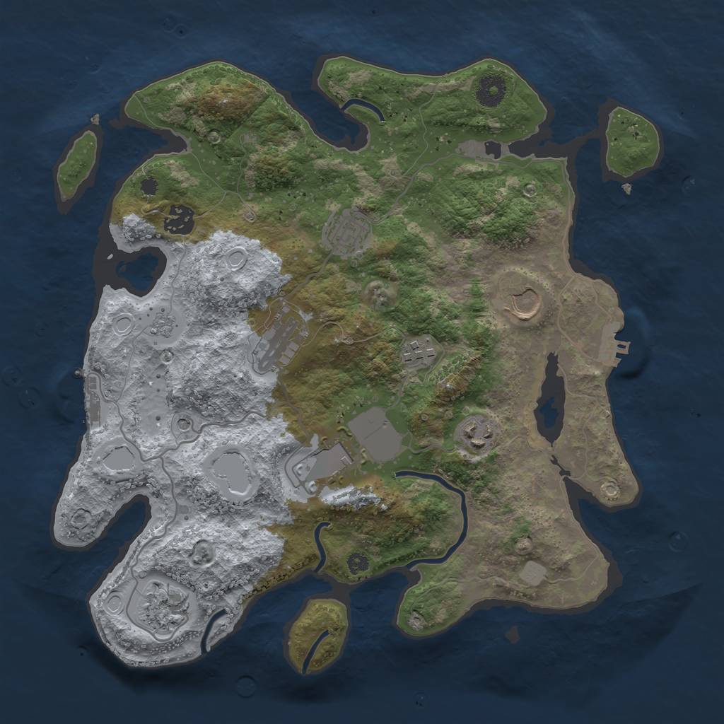 Rust Map: Procedural Map, Size: 3500, Seed: 7240581, 15 Monuments
