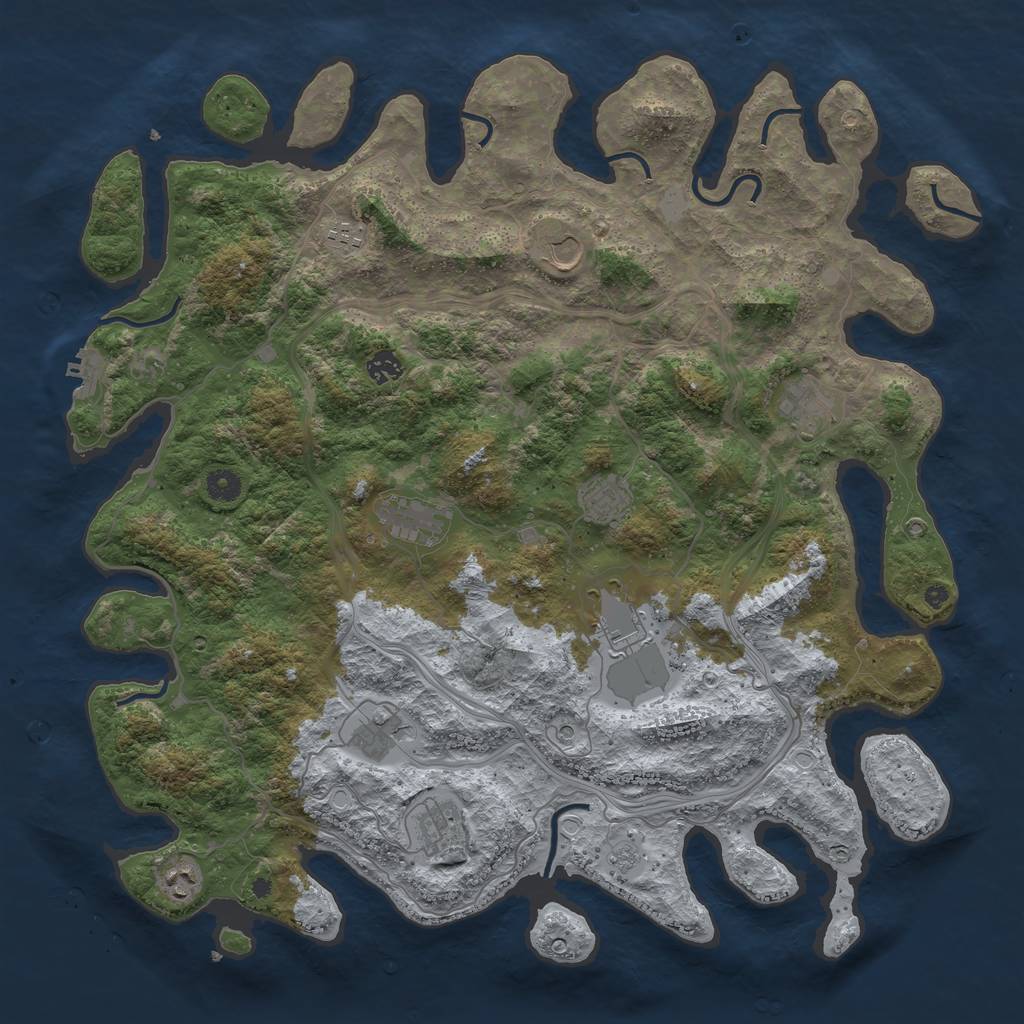 Rust Map: Procedural Map, Size: 4500, Seed: 1494996603, 16 Monuments