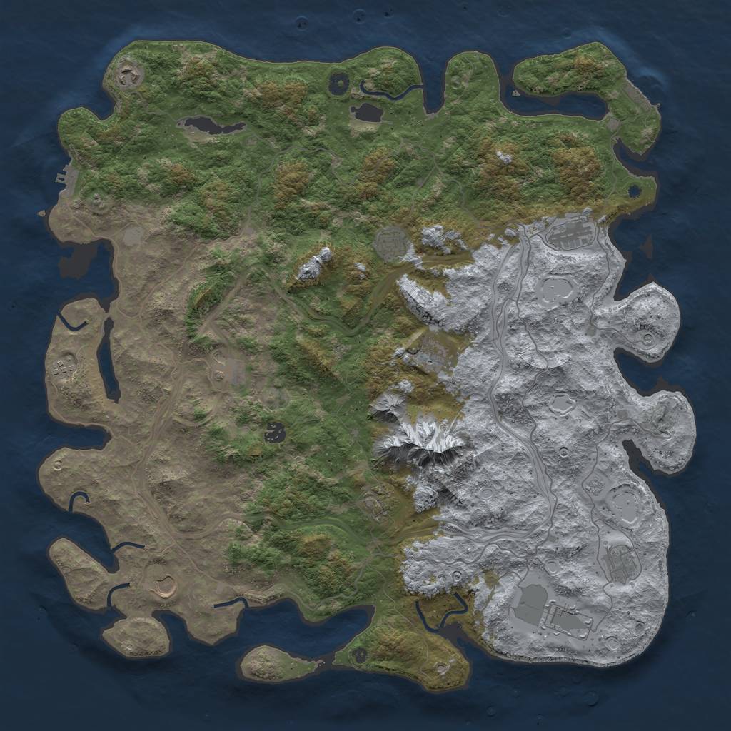 Rust Map: Procedural Map, Size: 5000, Seed: 1421376403, 18 Monuments