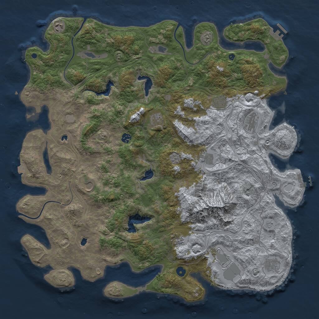 Rust Map: Procedural Map, Size: 5000, Seed: 1421376403, 17 Monuments