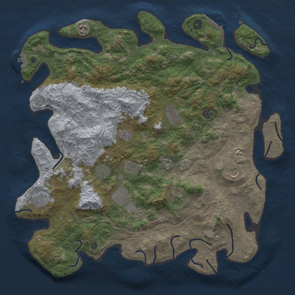 Rust Map: Procedural Map, Size: 4500, Seed: 1048190219, 18 Monuments