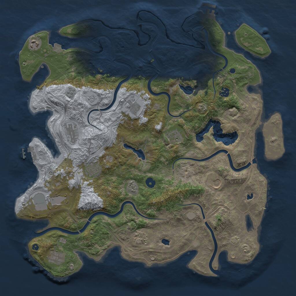 Rust Map: Procedural Map, Size: 4500, Seed: 1048190219, 17 Monuments