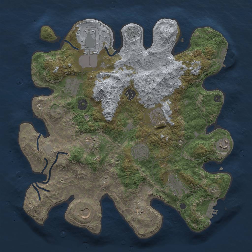 Rust Map: Procedural Map, Size: 3500, Seed: 896186826, 17 Monuments