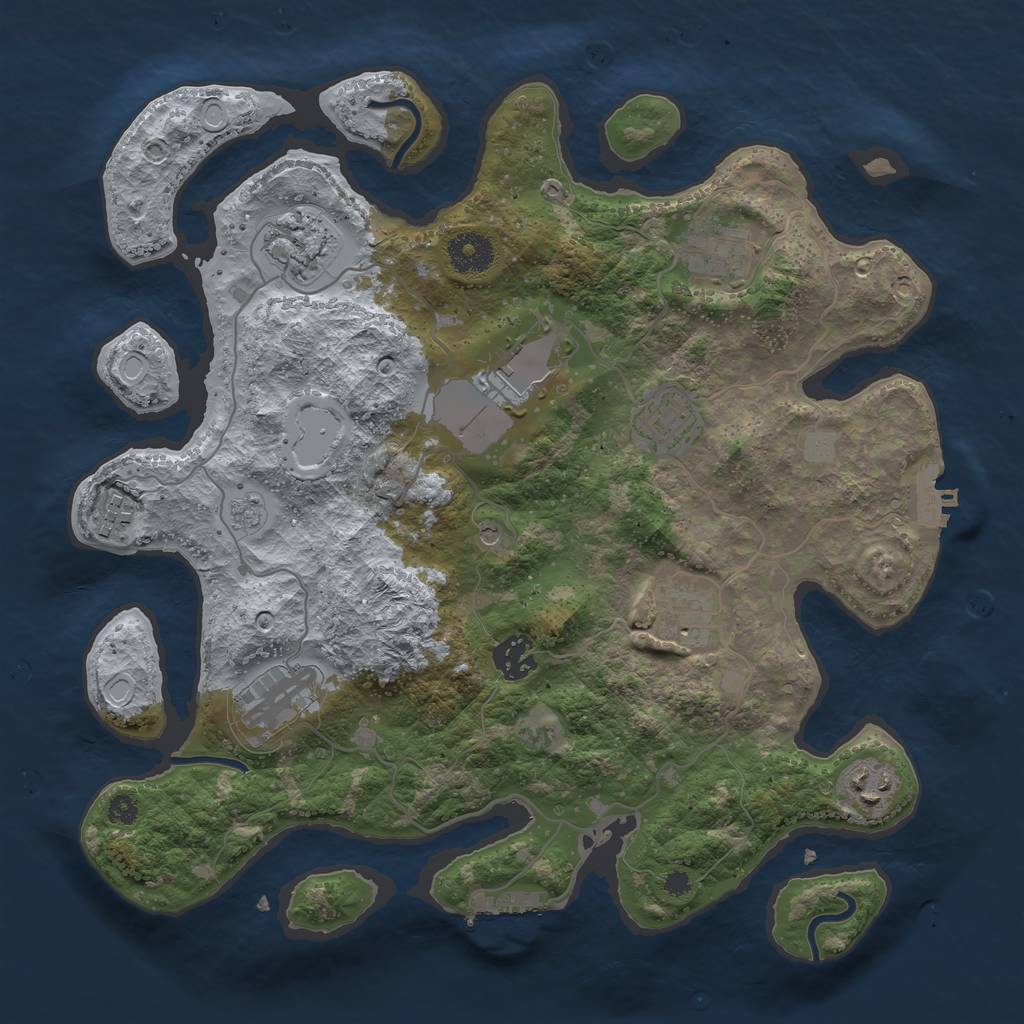 Rust Map: Procedural Map, Size: 3500, Seed: 597022431, 16 Monuments