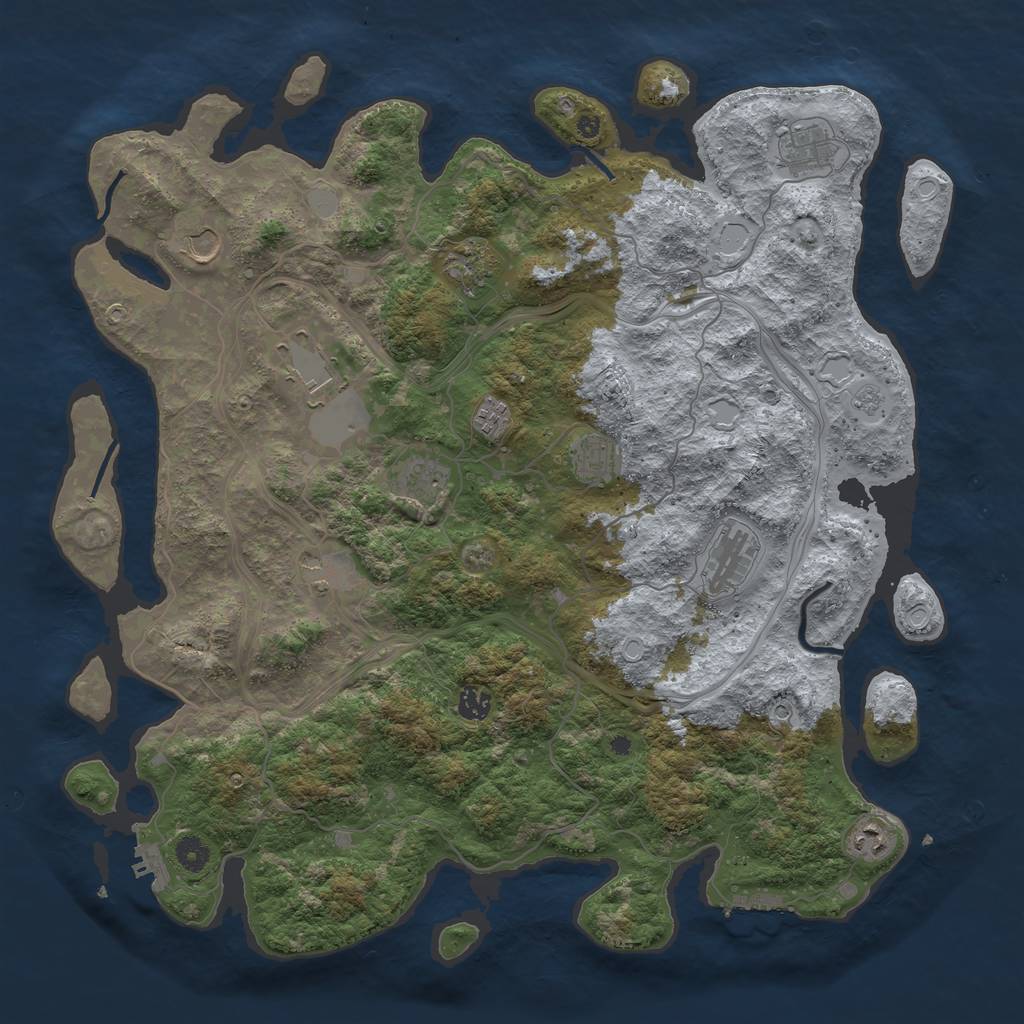 Rust Map: Procedural Map, Size: 4500, Seed: 153324436, 18 Monuments
