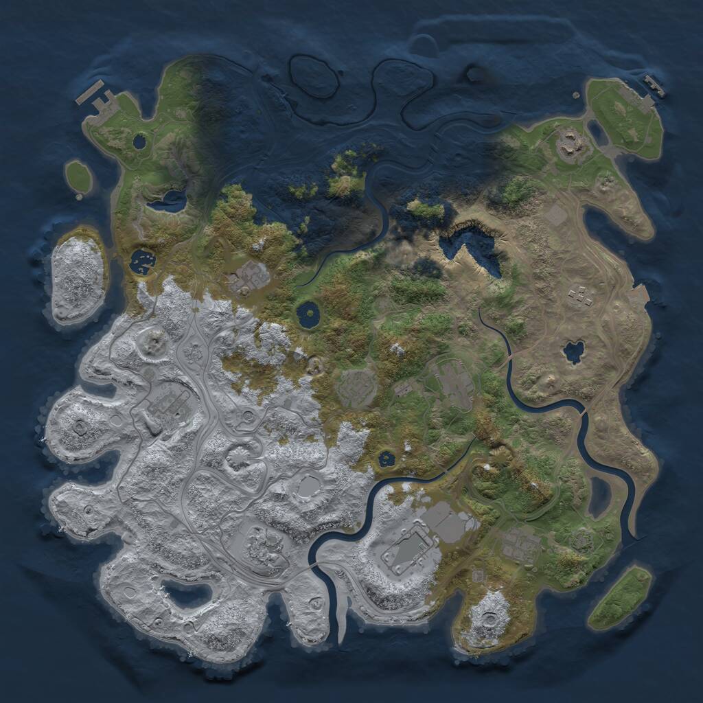 Rust Map: Procedural Map, Size: 4250, Seed: 51648341, 16 Monuments