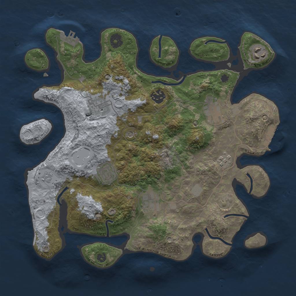 Rust Map: Procedural Map, Size: 3250, Seed: 1827603883, 14 Monuments