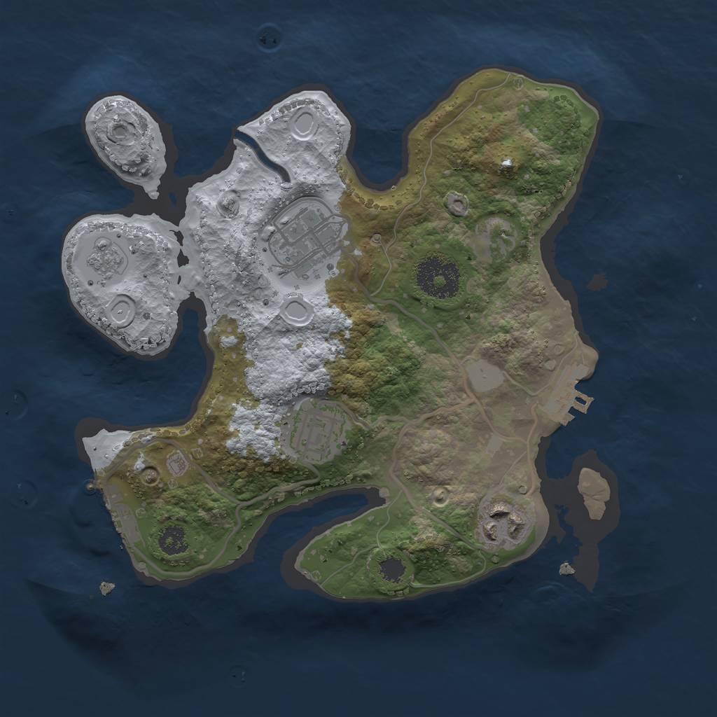 Rust Map: Procedural Map, Size: 2500, Seed: 1015423435, 9 Monuments