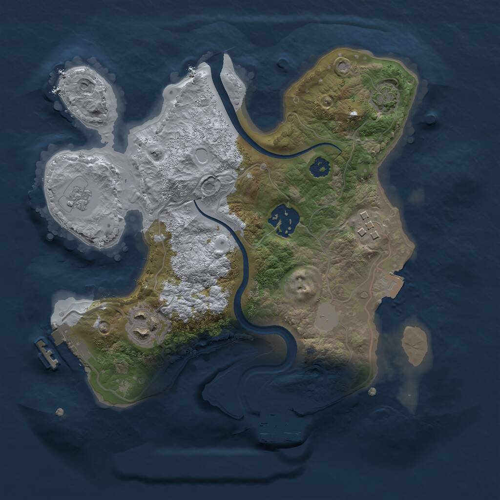 Rust Map: Procedural Map, Size: 2500, Seed: 1015423435, 8 Monuments