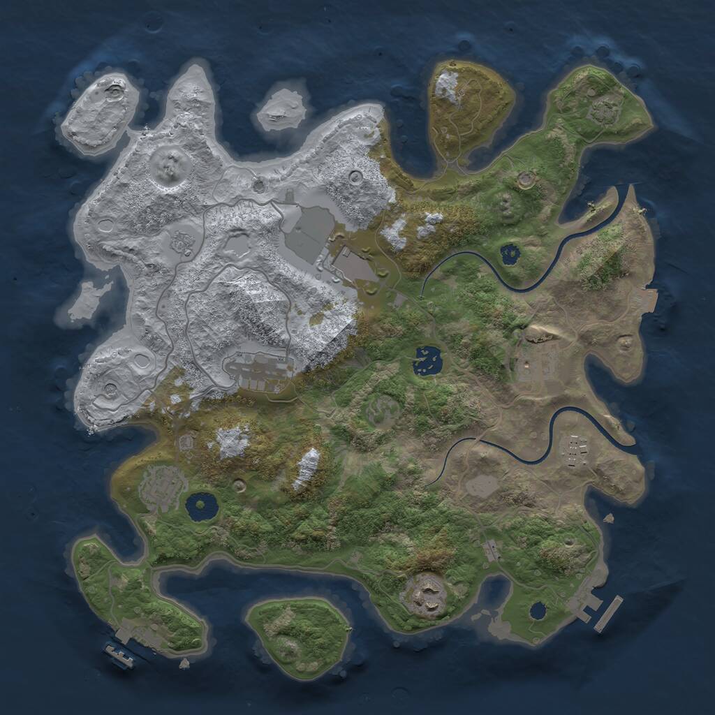 Rust Map: Procedural Map, Size: 3500, Seed: 30523, 13 Monuments