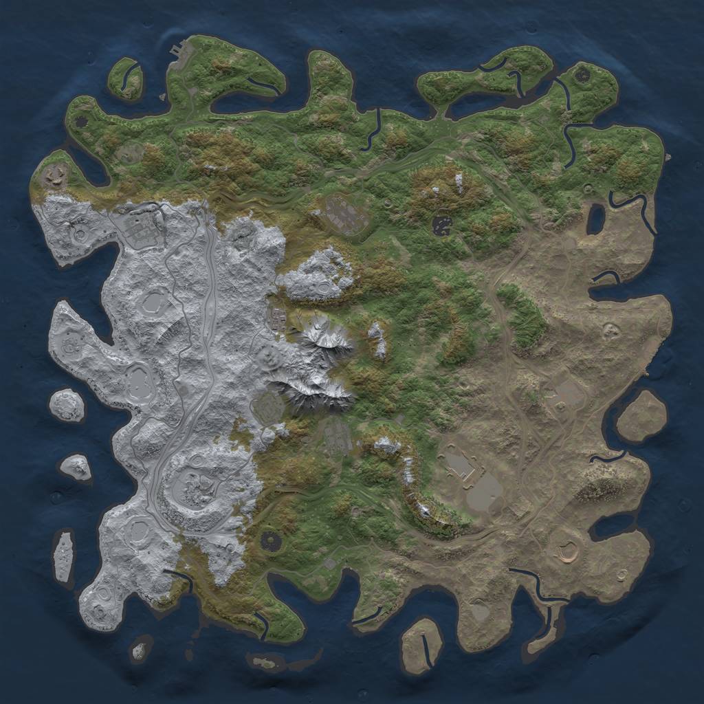 Rust Map: Procedural Map, Size: 5000, Seed: 32582, 18 Monuments