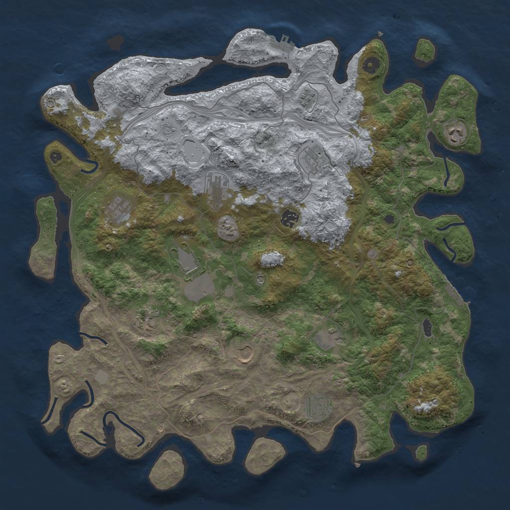 Rust Map: Procedural Map, Size: 4500, Seed: 446845454, 18 Monuments