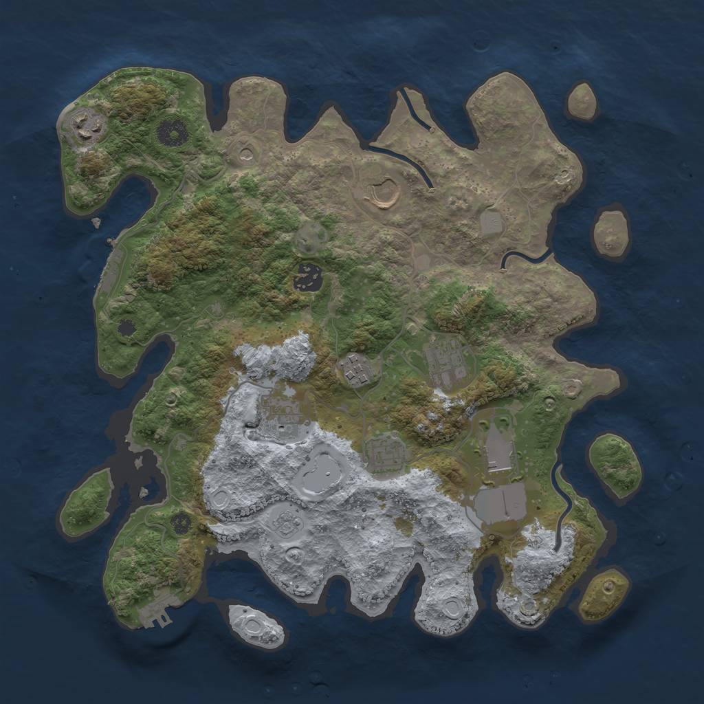 Rust Map: Procedural Map, Size: 3500, Seed: 727418368, 15 Monuments