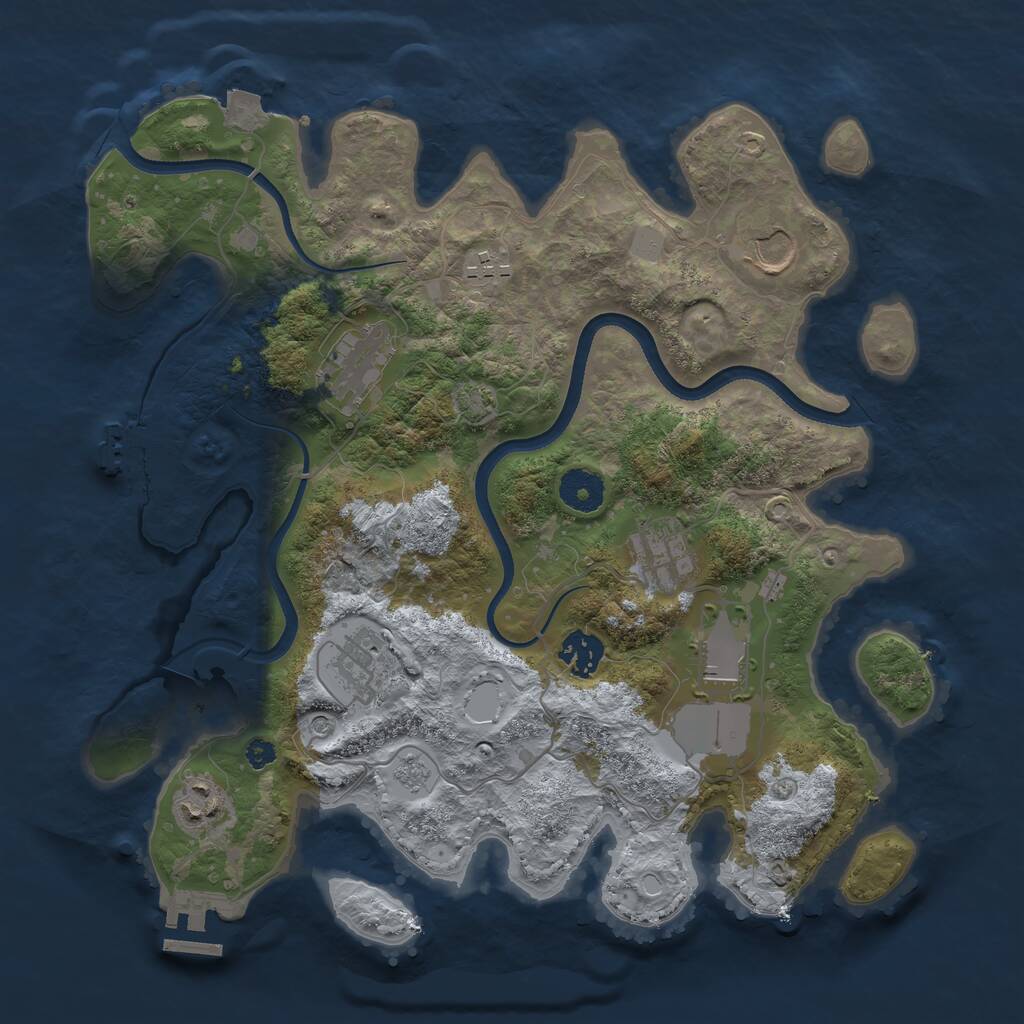 Rust Map: Procedural Map, Size: 3500, Seed: 727418368, 14 Monuments
