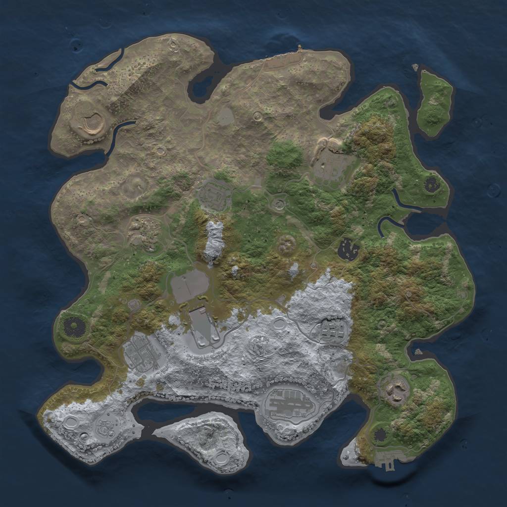 Rust Map: Procedural Map, Size: 3500, Seed: 1346597792, 17 Monuments