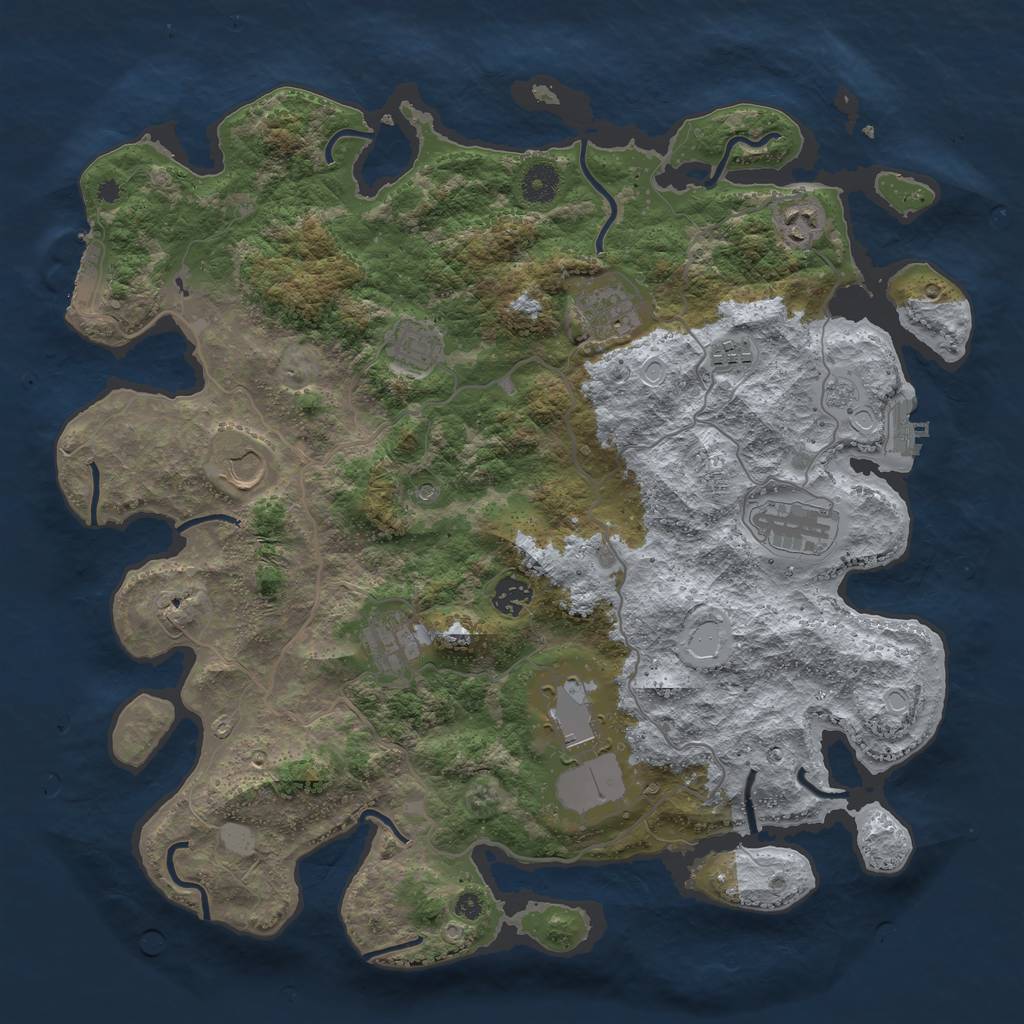 Rust Map: Procedural Map, Size: 4000, Seed: 4512, 16 Monuments
