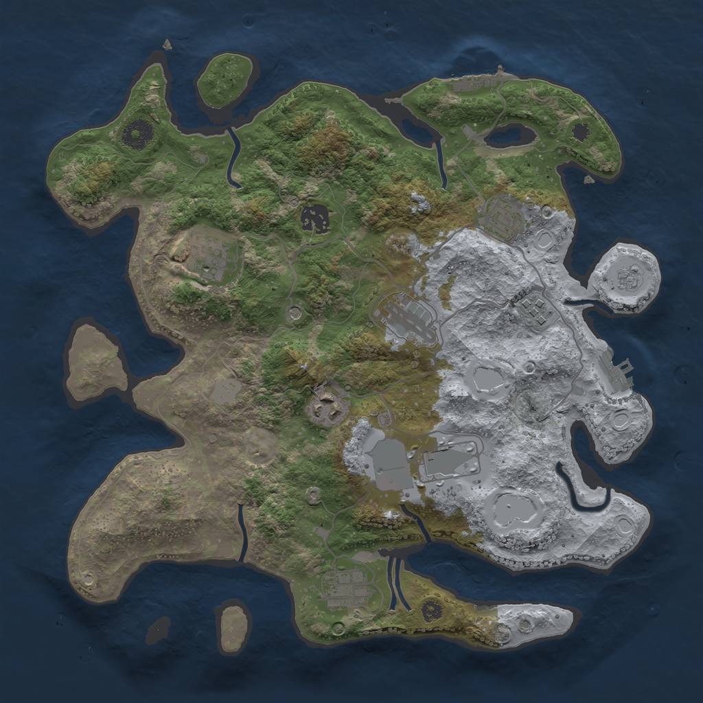 Rust Map: Procedural Map, Size: 3500, Seed: 90923937, 15 Monuments