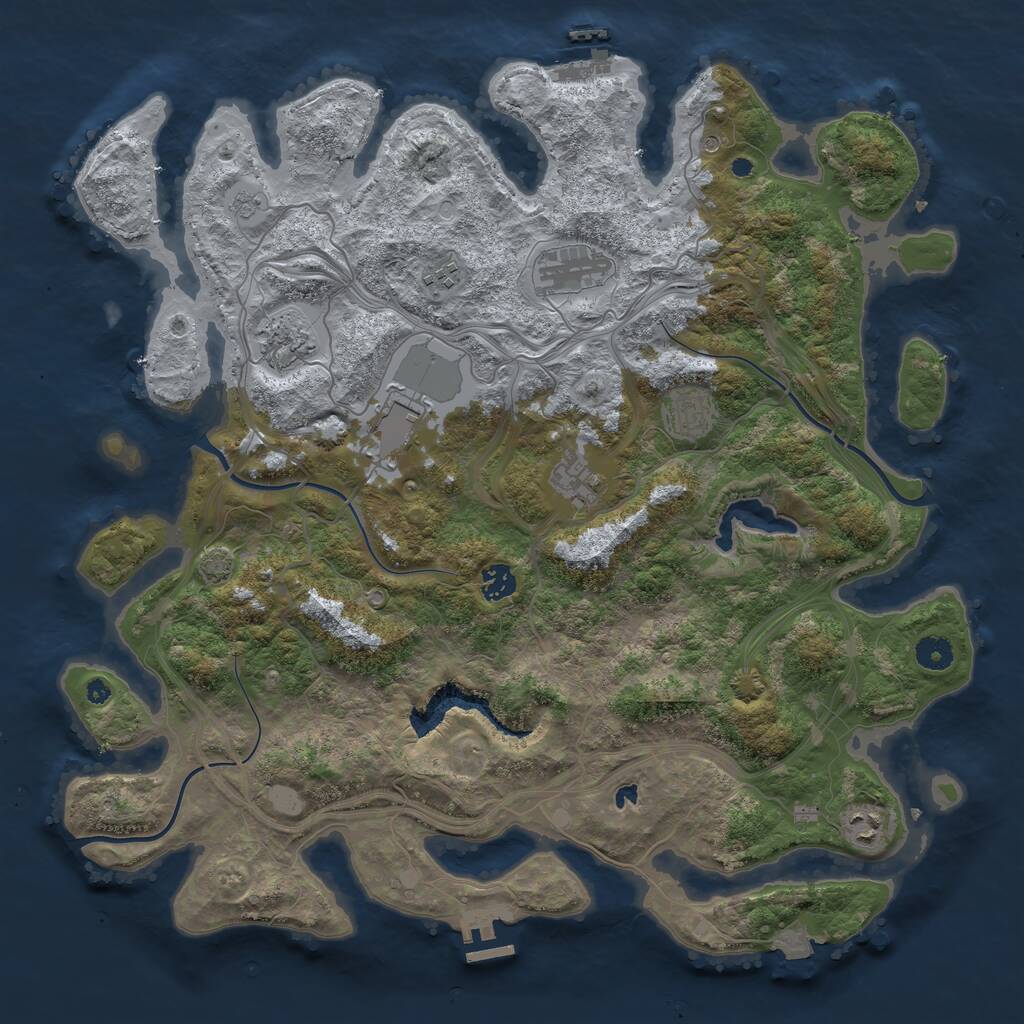 Rust Map: Procedural Map, Size: 4250, Seed: 13437837, 14 Monuments