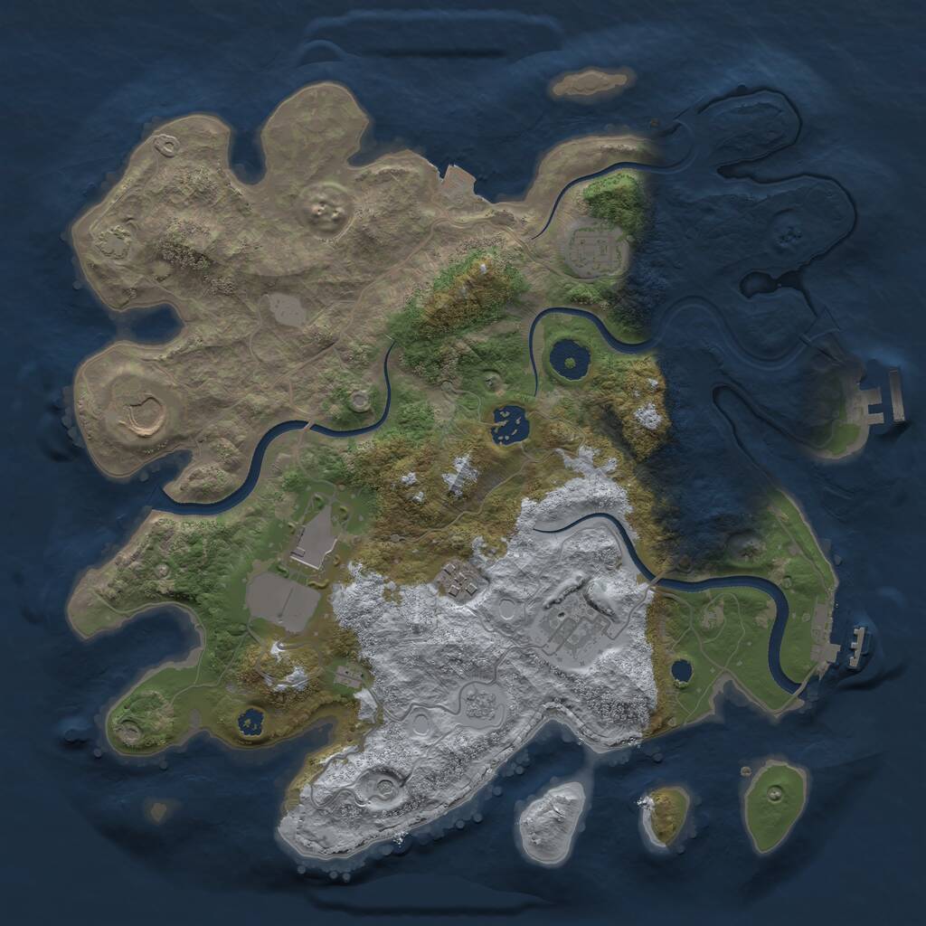 Rust Map: Procedural Map, Size: 3500, Seed: 806772339, 12 Monuments
