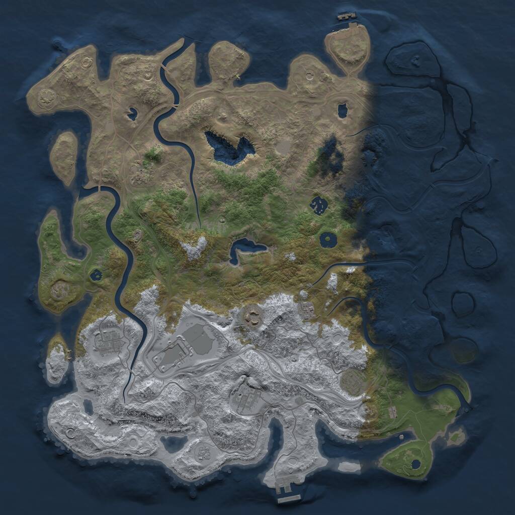 Rust Map: Procedural Map, Size: 4500, Seed: 1205172816, 14 Monuments