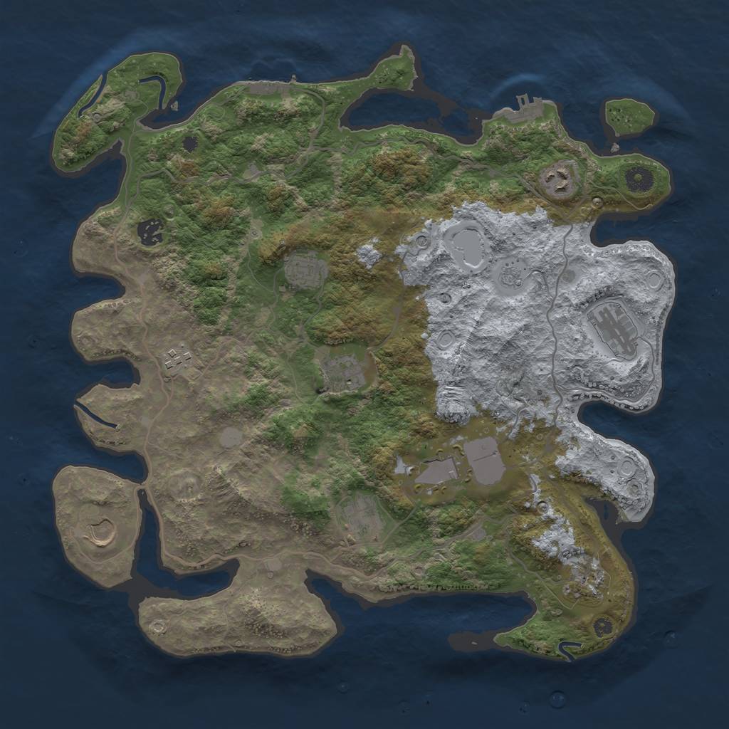 Rust Map: Procedural Map, Size: 4000, Seed: 1043017490, 17 Monuments
