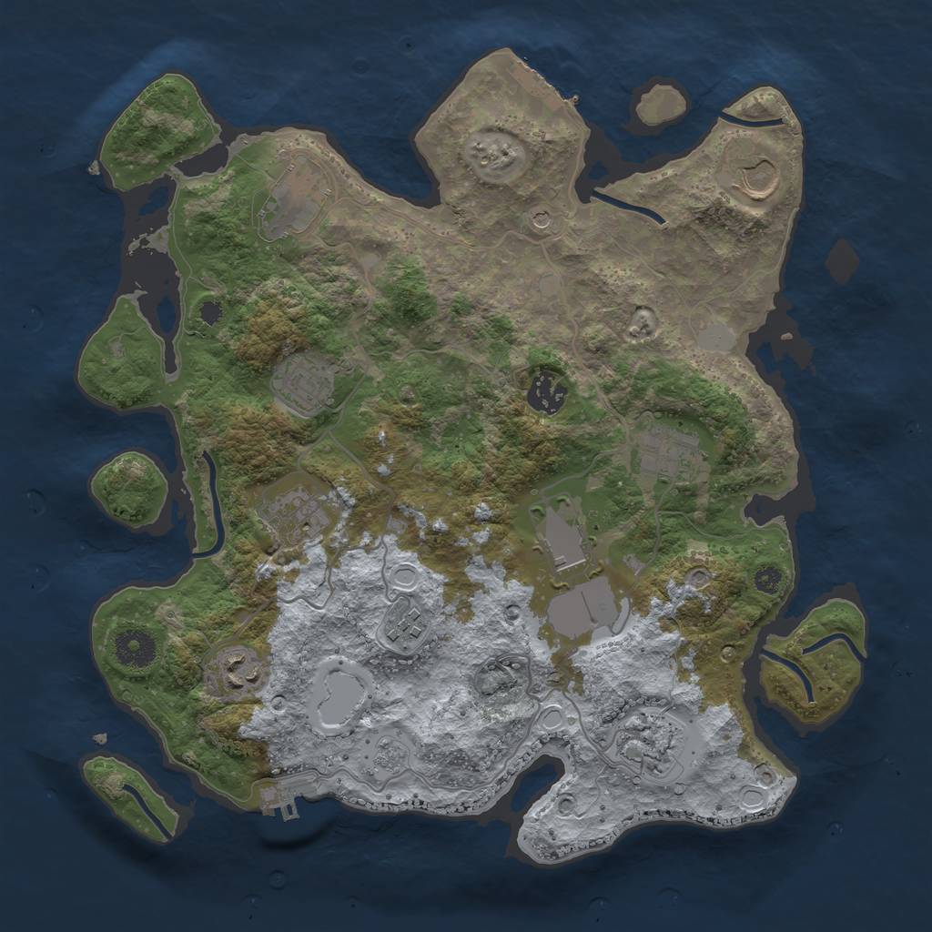 Rust Map: Procedural Map, Size: 3500, Seed: 633667158, 17 Monuments