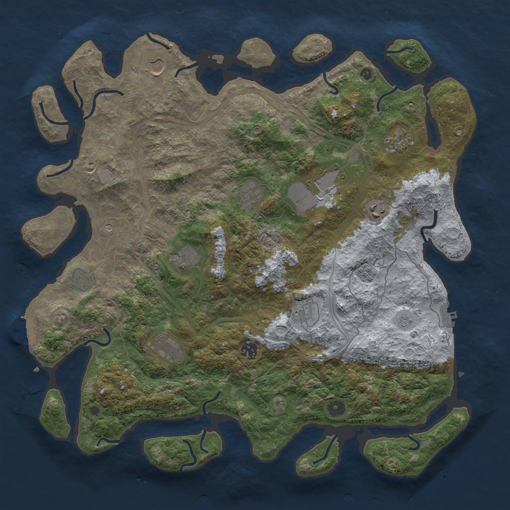 Rust Map: Procedural Map, Size: 4500, Seed: 427307225, 18 Monuments