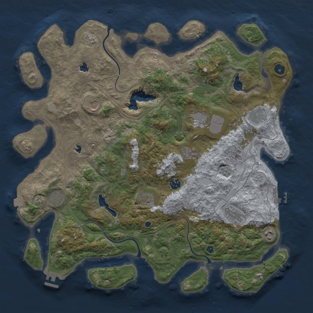 Rust Map: Procedural Map, Size: 4500, Seed: 427307225, 16 Monuments