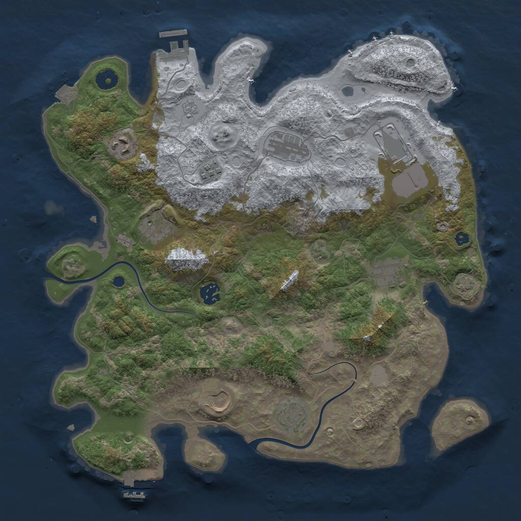 Rust Map: Procedural Map, Size: 3750, Seed: 20323, 14 Monuments