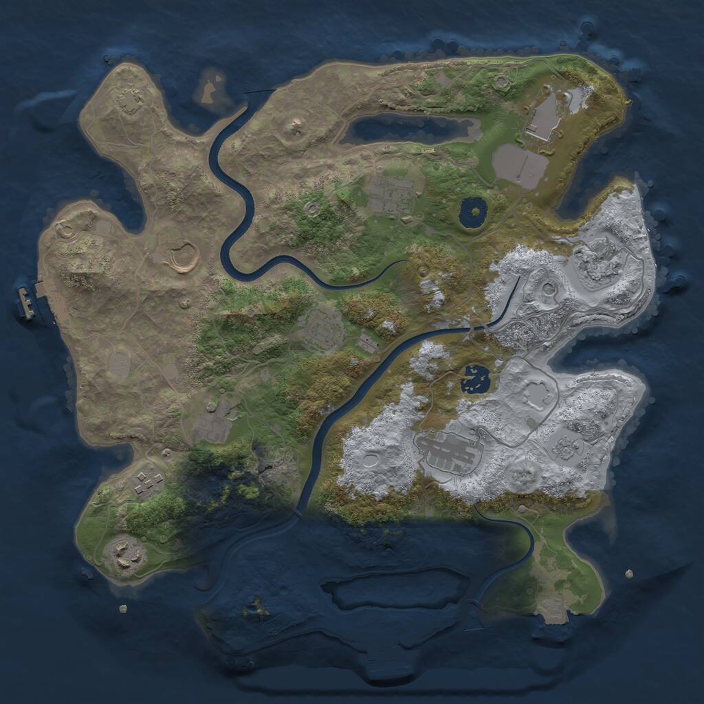 Rust Map: Procedural Map, Size: 3500, Seed: 54656, 16 Monuments