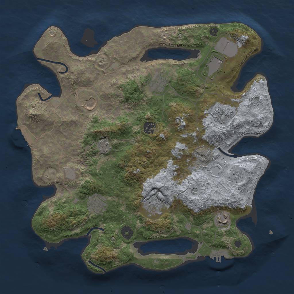 Rust Map: Procedural Map, Size: 3500, Seed: 54656, 16 Monuments